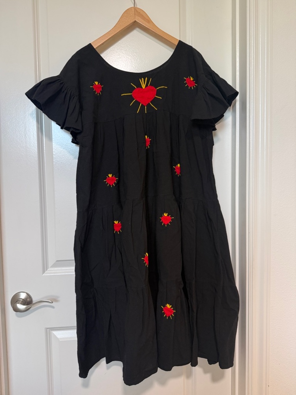 Black Embroidered Heart Tiered Dress -  Got from Montses Boutique (IG handle)